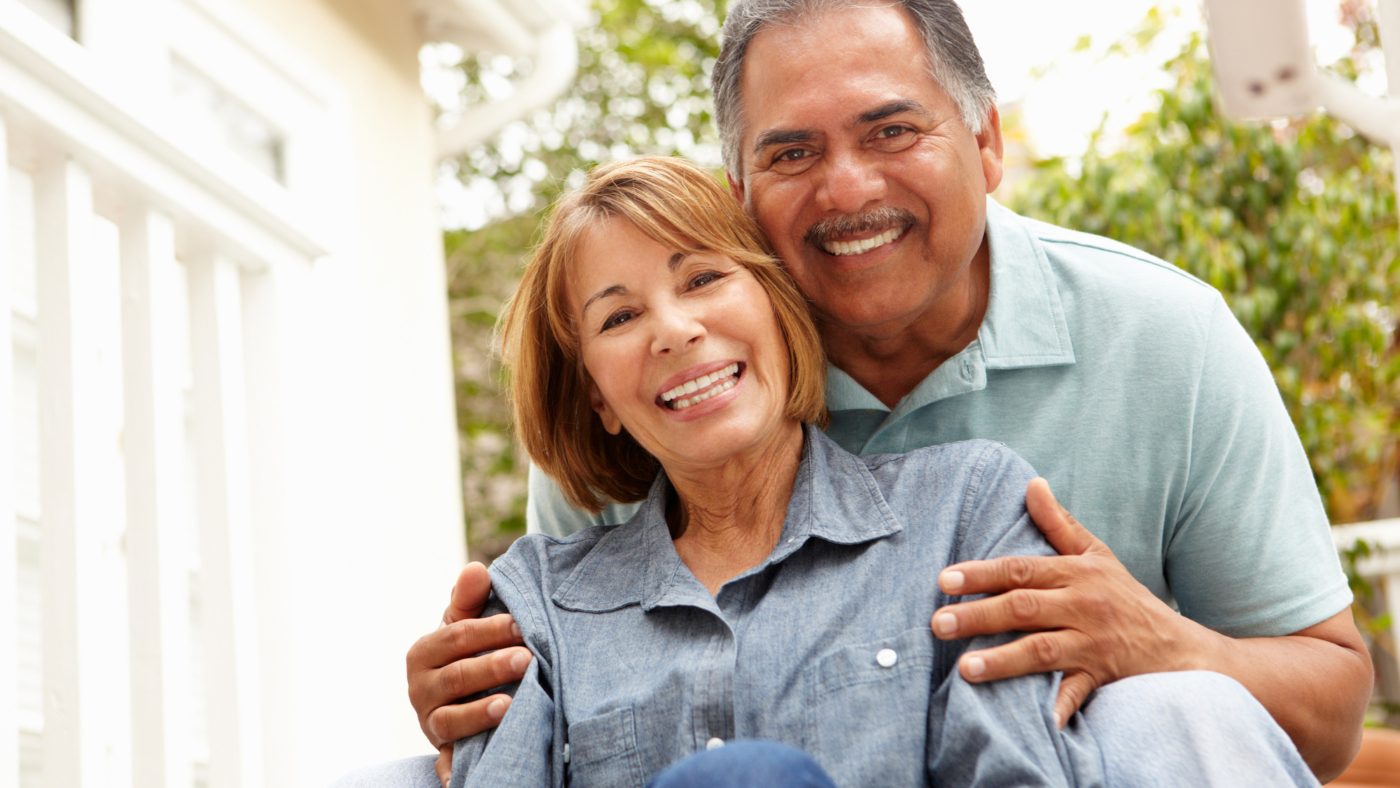 Senior couple relaxing in garden